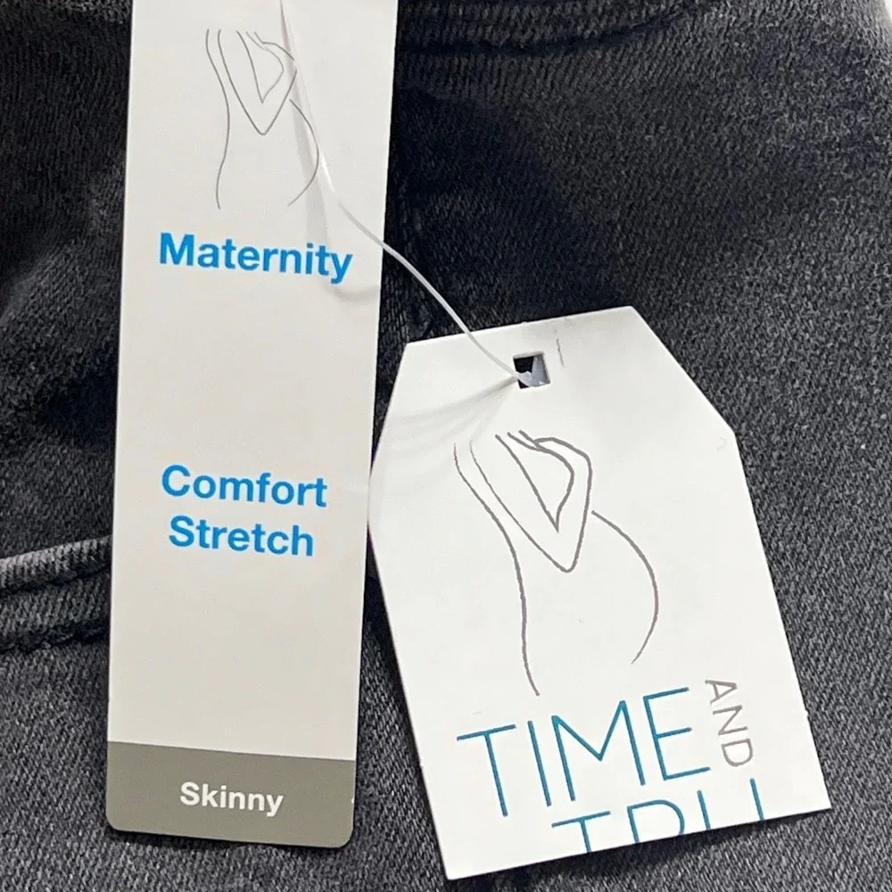 Time And Tru Women's Maternity Skinny Stretch Grey Denim Jeans Size L‎ 12-14 NWT